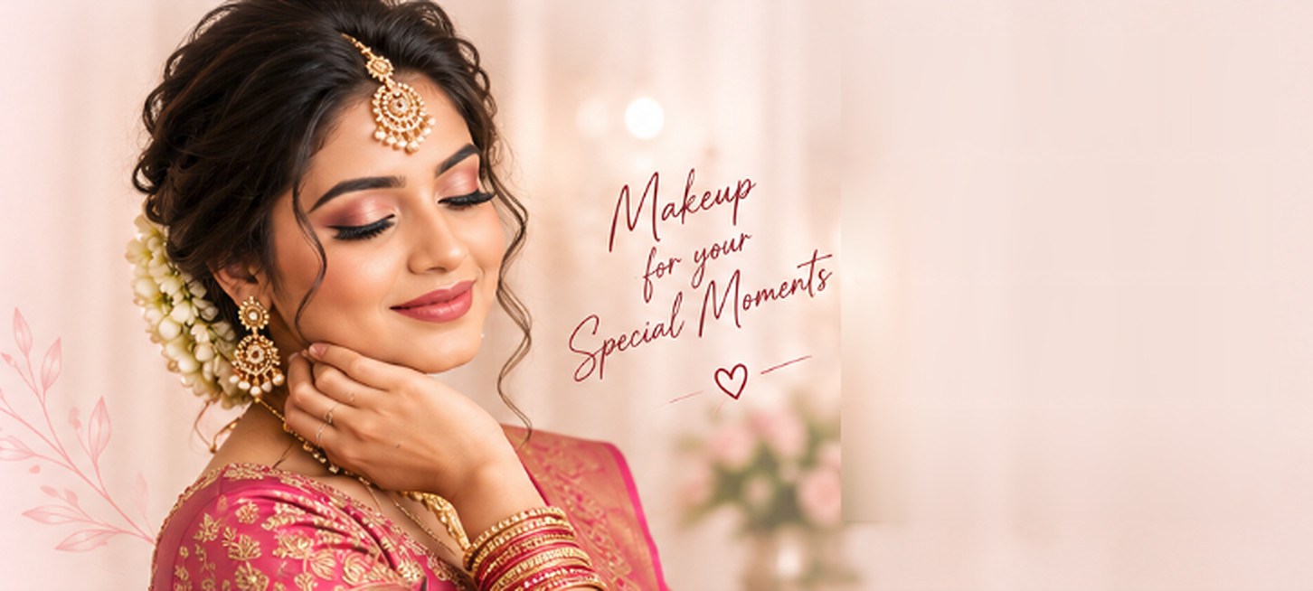 Bride with soft glam makeup, maang tikka and jasmine in her hair