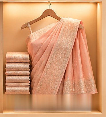 Daily Wear Sarees on a hanger