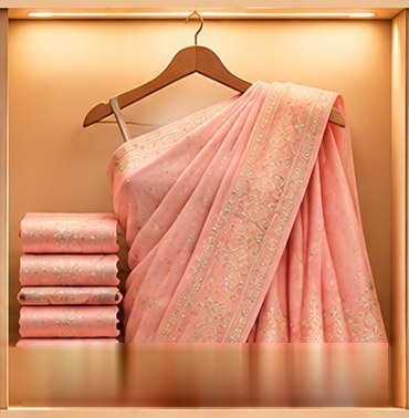 Georgette Sarees on a hanger