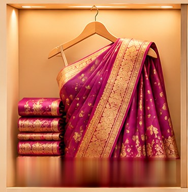 Kanchipuram Sarees on a hanger